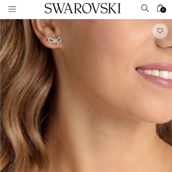 Swarovski lifelong rhodium plated mini bow earrings - Picture 4 of 8